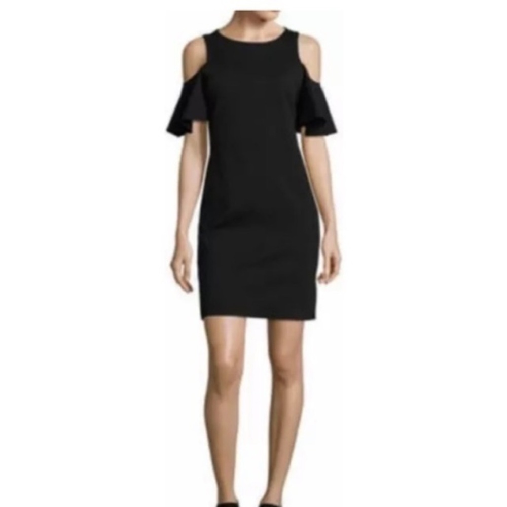 Libby Edelman Cold-Shoulder Flutter Sleeve Dress